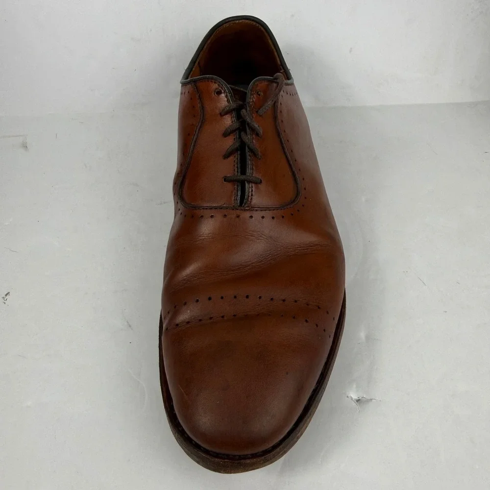 Allen Edmonds Vernon Oxford Mens 9.5 E Brown Leather Cap Toe Brogue Shoes
